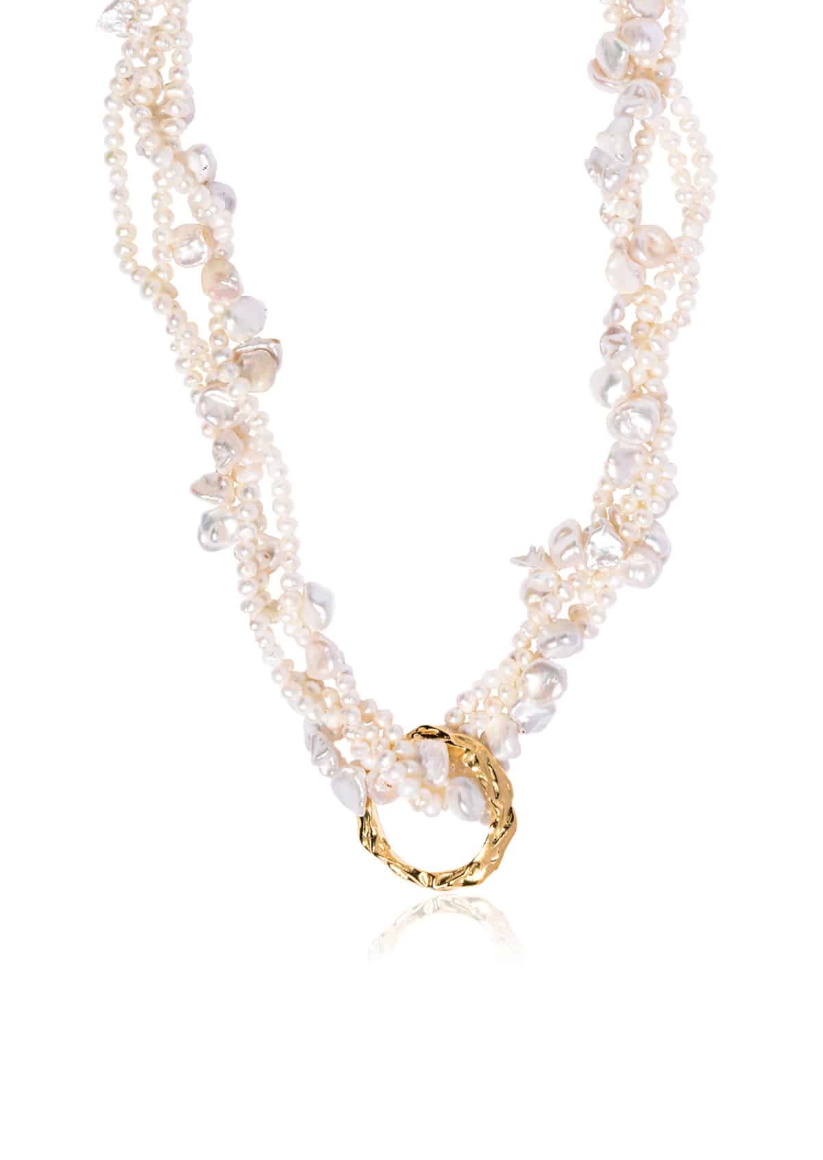 Full Moon Tangled Pearl Necklace - Hermina Athens