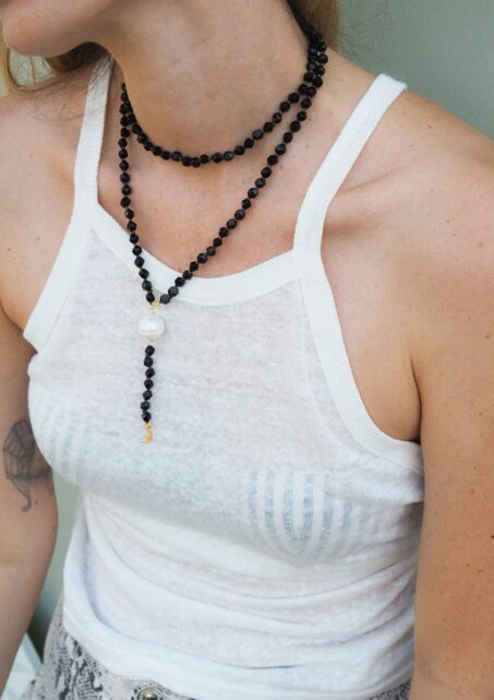 Rosario Black Stone Tiny Moon Necklace Rosario Black Stone Tiny Moon Necklace