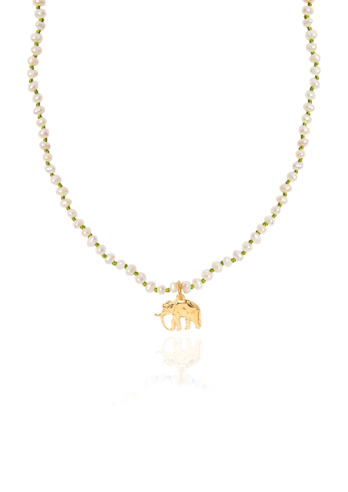 Wizard of Pearls Knotted Elephant Necklace-Olive
