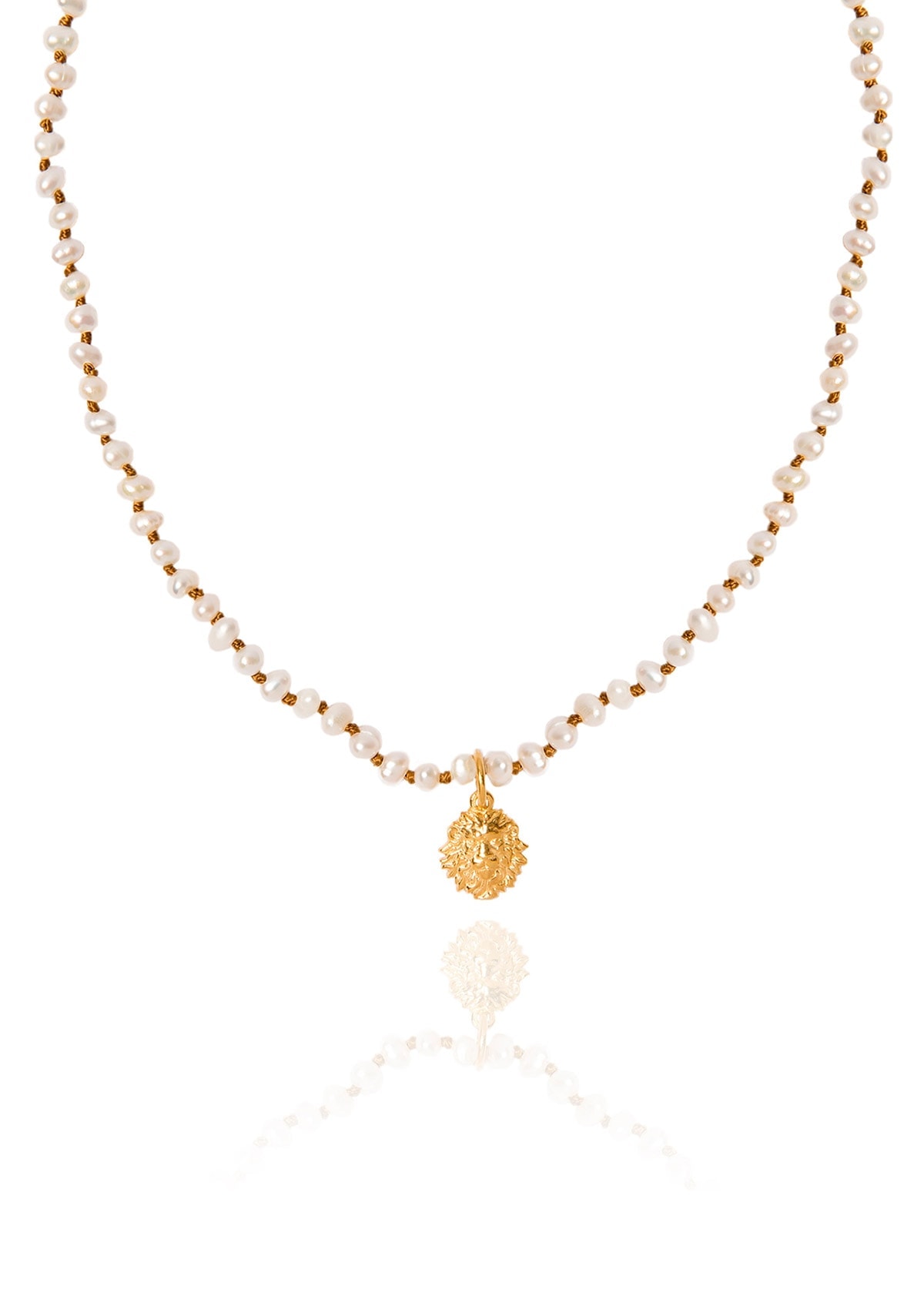 Wizard of Pearls Knotted Lion Necklace-Moca