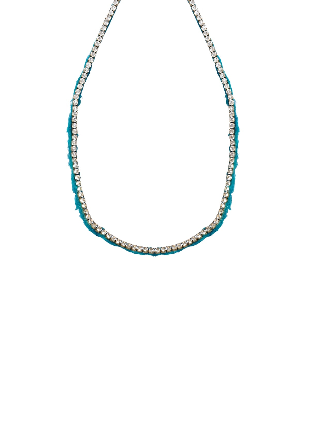 Bollywood Crystal Turquoise Yarn Necklace