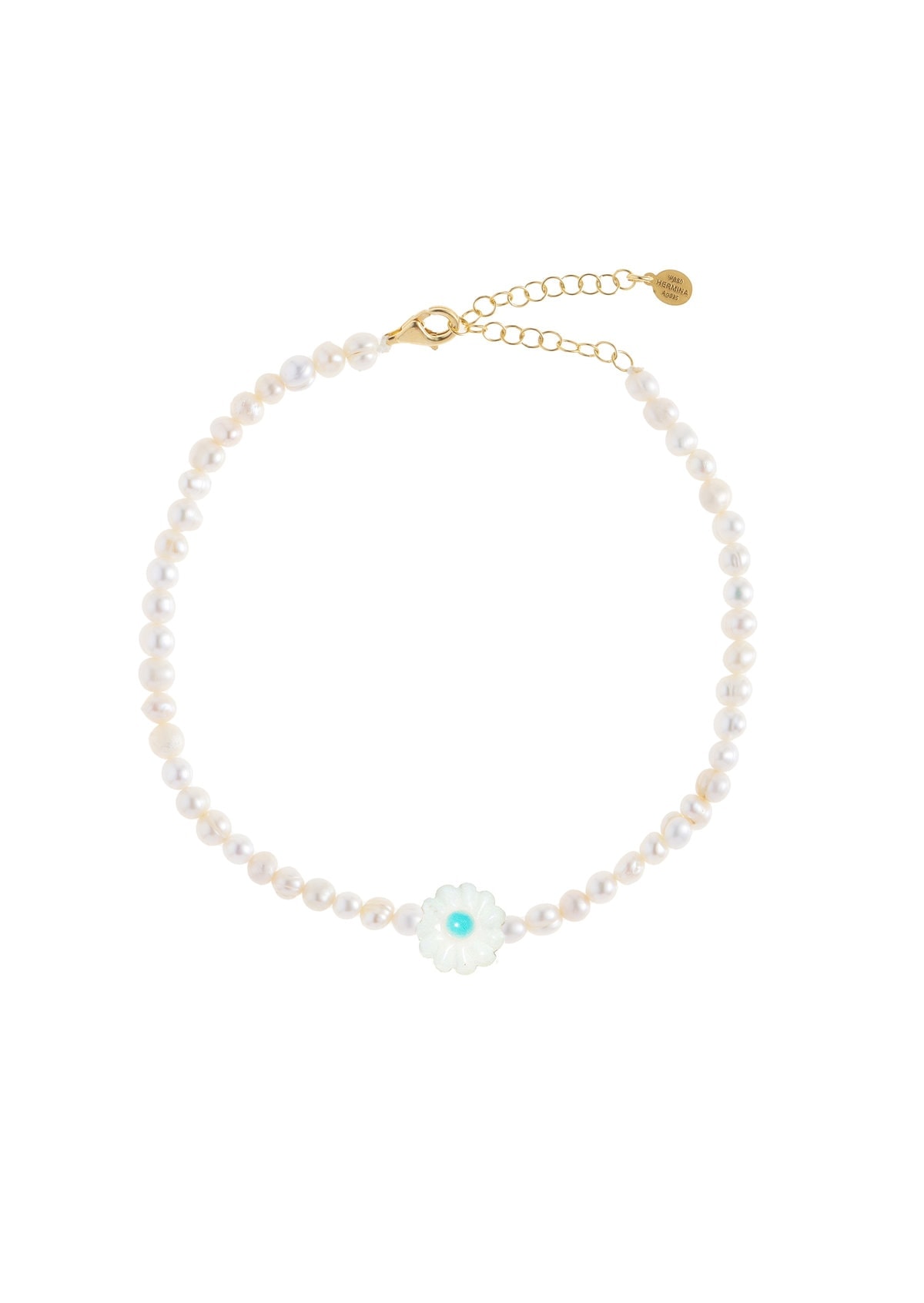 Avra Pearl Anklet Turquoise Daisy