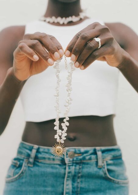 Sun Tarot Statement Pearl Necklace
