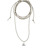 Sepia Small Fine Grey Leather Necklace