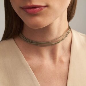 Fine Grey Leather Necklace