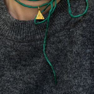 Kressida Pyramis Emerald Silk Lucky Charm Necklace