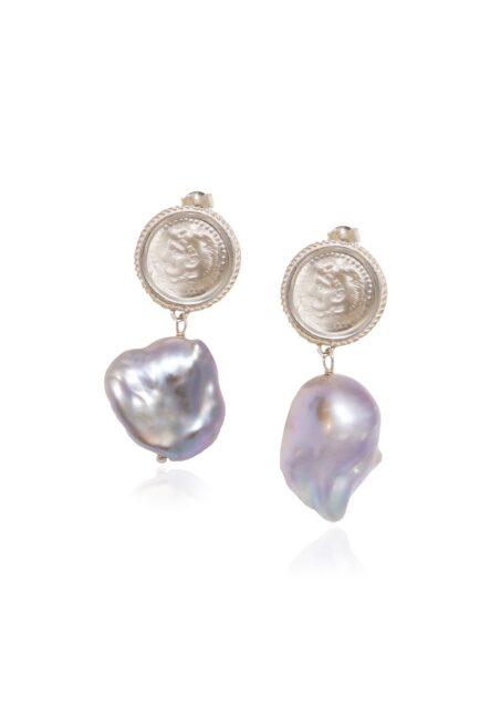 Hercules Baroque Pearl Earrings Silver