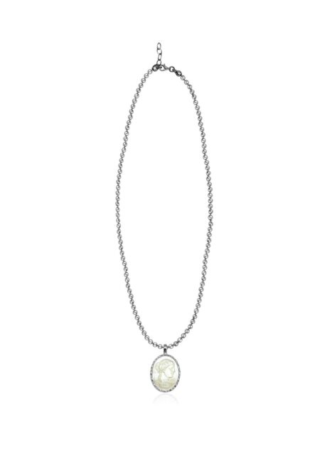 Ygieia Cameo Pearl Necklace Silver