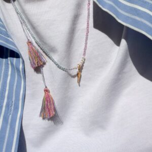 Pastel Crystal Tassel Necklace