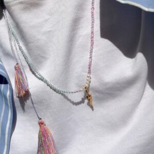 Pastel Crystal Tassel Necklace