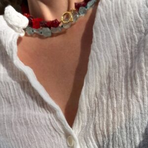 Celeste Clear Blue Rock Necklace - Venus Red Necklace