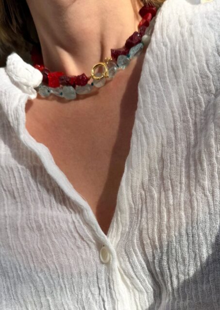 Celeste Clear Blue Rock Necklace - Venus Red Necklace