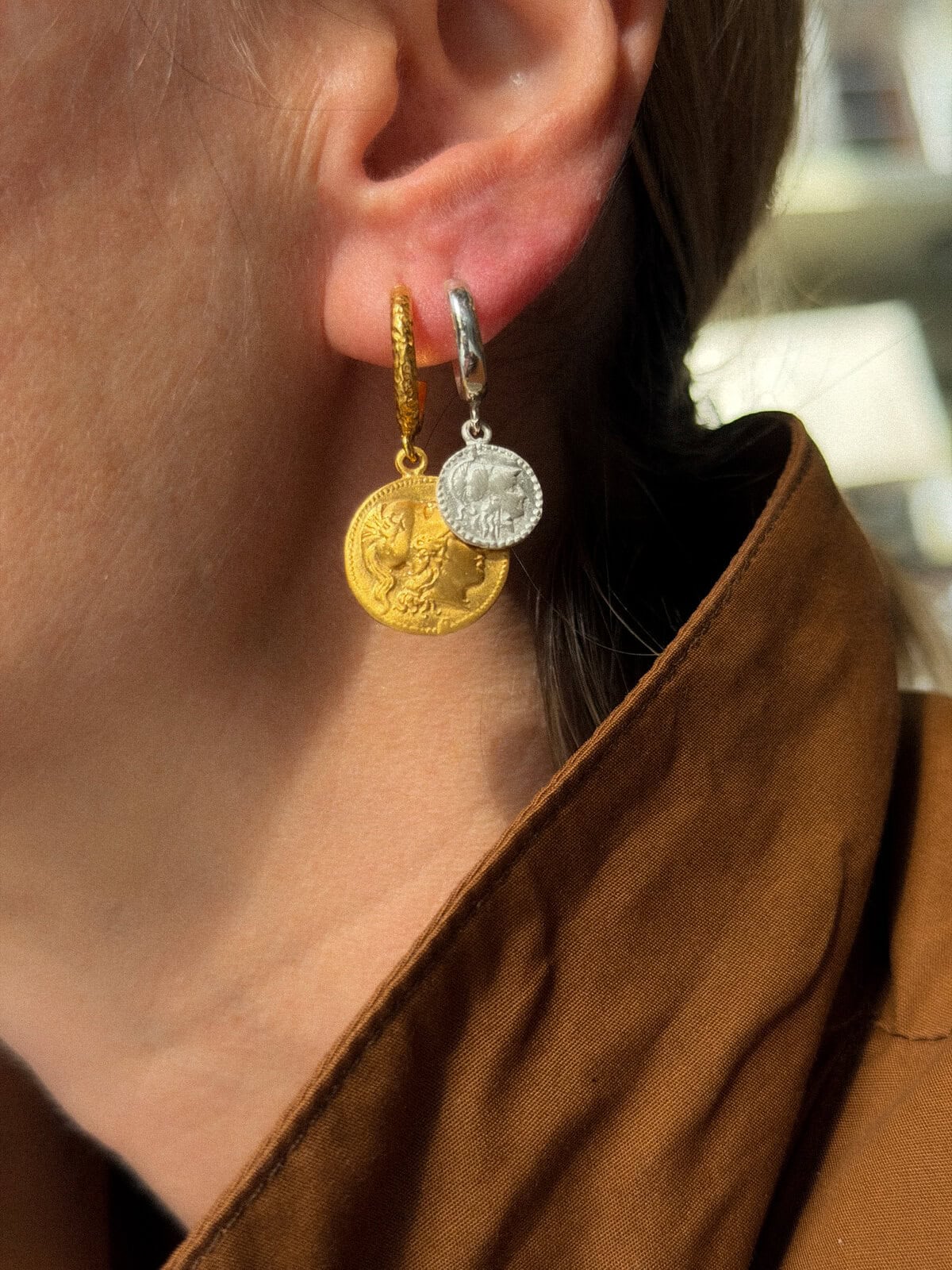Athena Pyrrhus Hammered Hoops - Athena Mini Hoops Athena Pyrrhus Hammered Hoops - Athena Mini Hoops