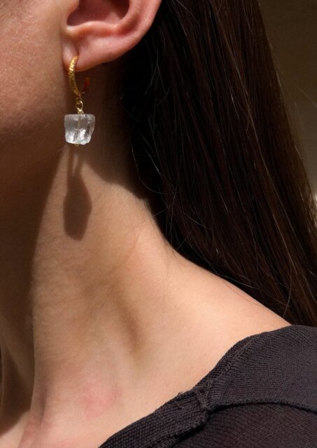 Crystal Hammered Hoops