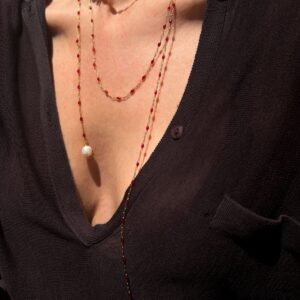 Xeni Pearl Scarlet Red Rosario
