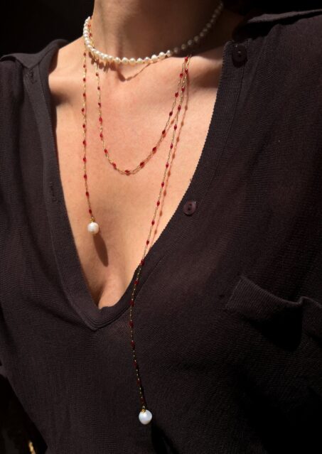Xeni Pearl Scarlet Red Rosario