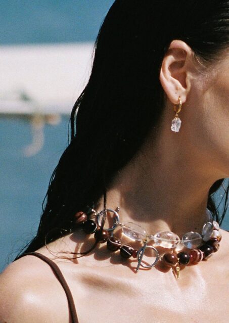 Crystal Hammered Hoops