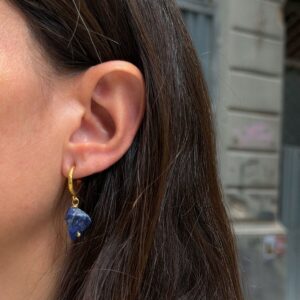 Lapis Hammered Hoops