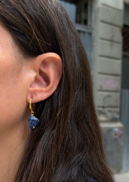Lapis Hammered Hoops