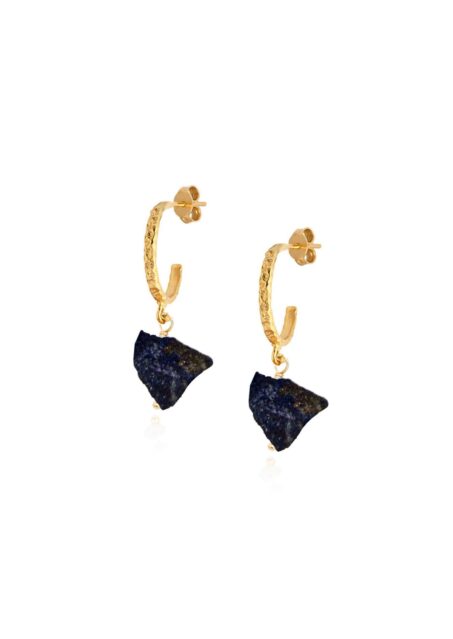 Lapis Hammered Hoops