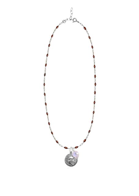 Pearly Μedusa Bronze Necklace